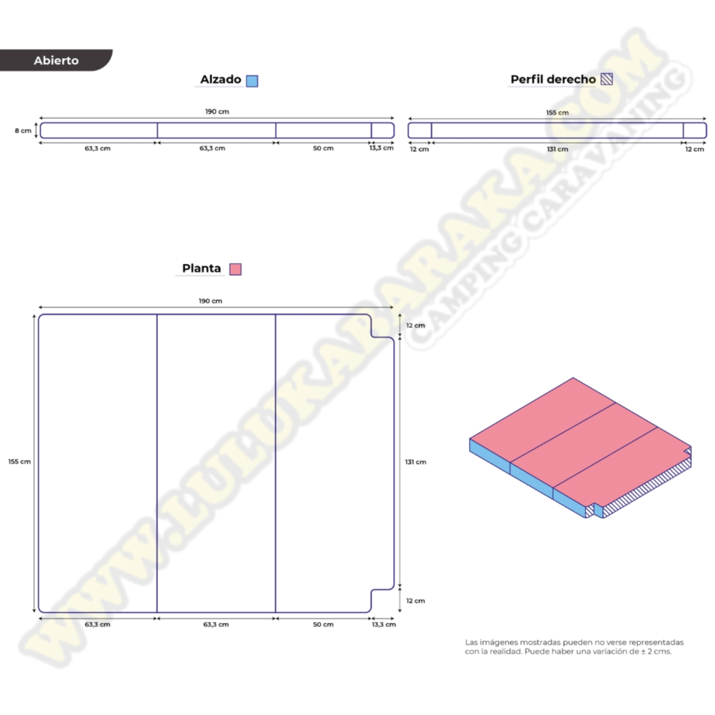 Colchón plegable Trafic Carga + Vivaro Primastar -  -  Accesorios para furgonetas camper, camping y caravaning