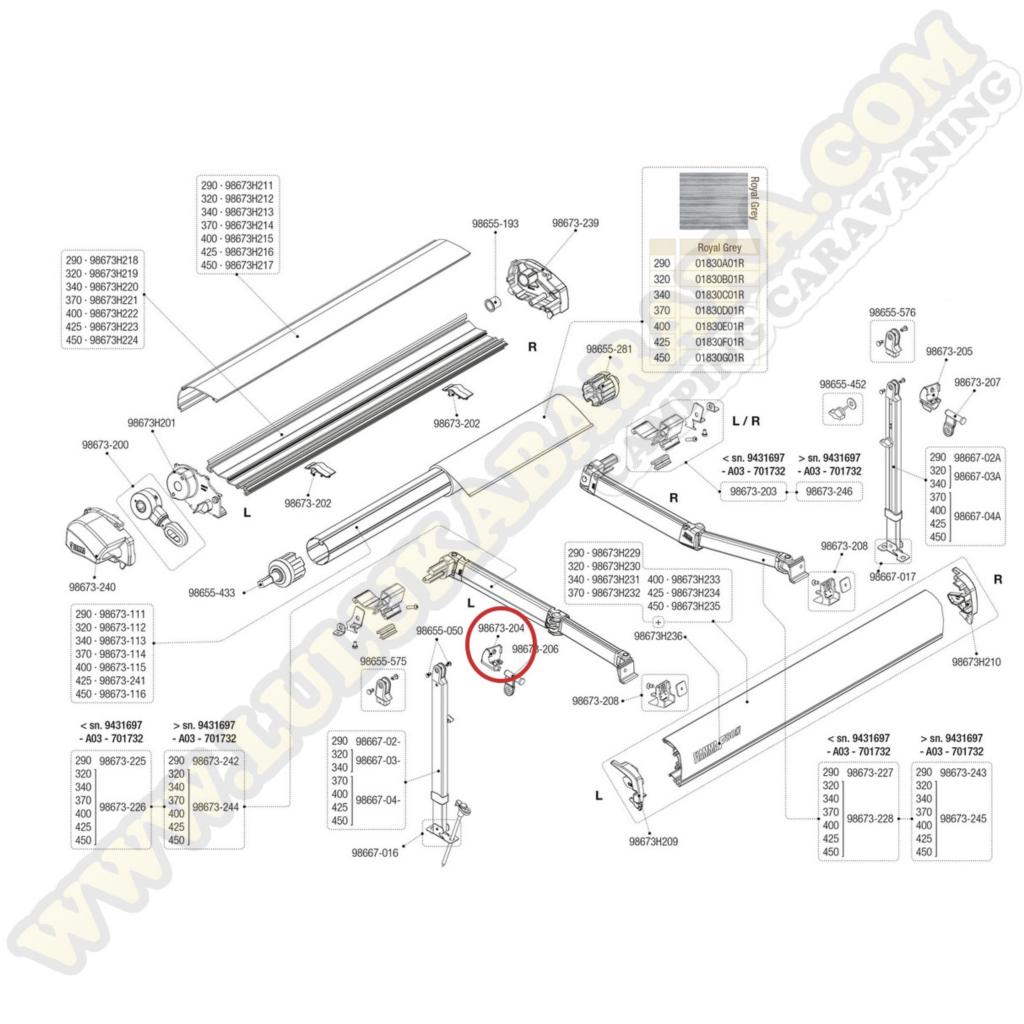 98673-204 Kit sujeción pata izda. F80S