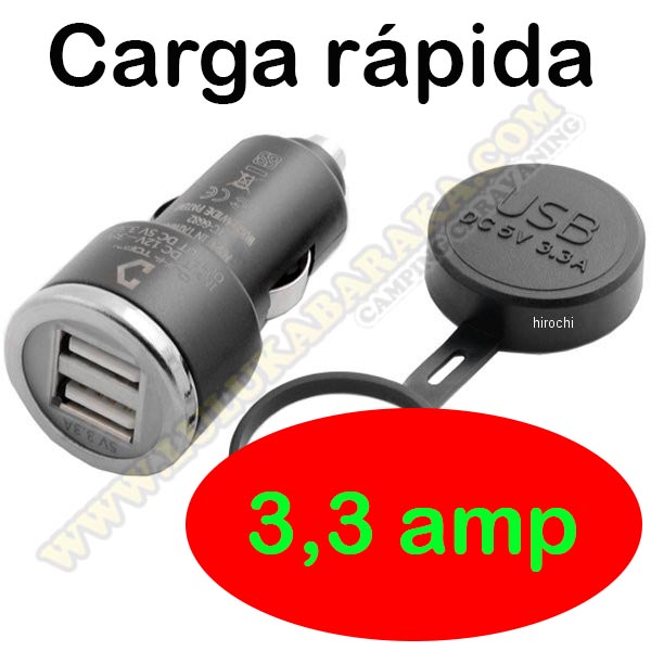 Conector mechero USB 2x3,3amp