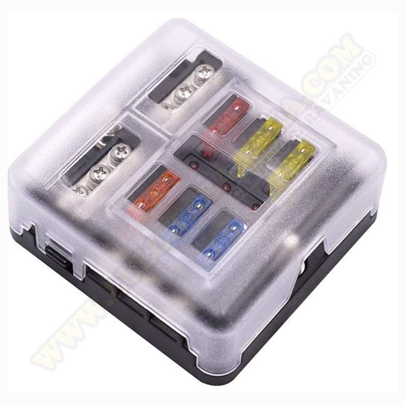 Caja 6 fusibles (positivo y negativo común)