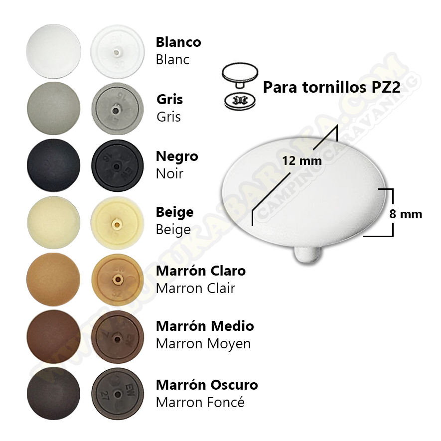Cubretornillos ABS Ø12mm PZ2  (color a escoger)