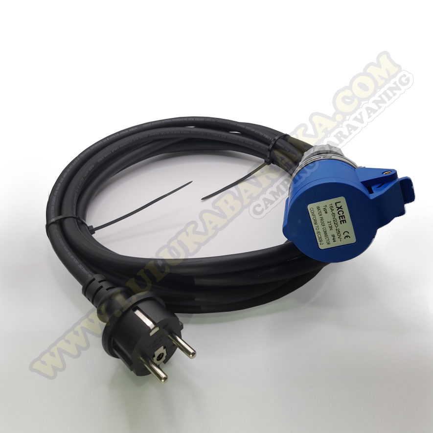 Toma CEE17 hembra a 230V macho (cable 4 metros)