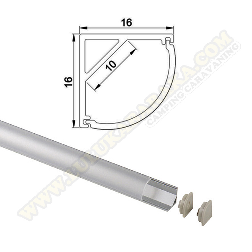 Perfil aluminio 90º 1,5m. led