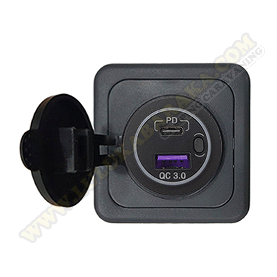 Toma USB 3.0 + conector C con interruptor con marco